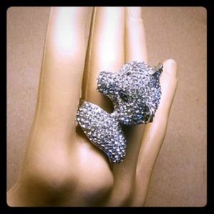 Gorgeous rhinestone fox ring